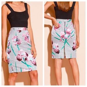 Fleur du Mal Silk Pencil Skirt - Iris Print - Sz 4 - Like New
